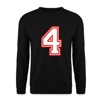 NUMMER VIER NUMBER FOUR LUCKY NUMBER GLÜCKSZAHL - Unisex Pullover - Schwarz - Vorne - Alina (178cm) & Michal (187cm)