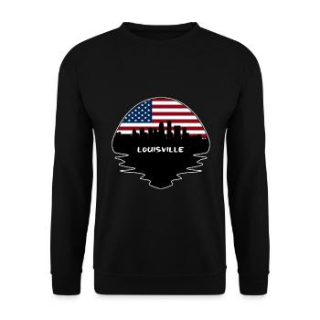 Louisville Kentucky USA Flagge Skyline Silhouette Tr - Unisex Pullover - Schwarz - Vorne - Alina (178cm) & Michal (187cm)
