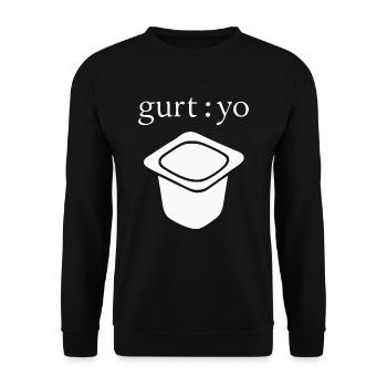 Joghurt Wortspiel Gurt Yo - Unisex Pullover - Schwarz - Vorne - Alina (178cm) & Michal (187cm)