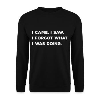 I came, I saw, I forgot what I was doing - Unisex Pullover - Schwarz - Vorne - Alina (178cm) & Michal (187cm)