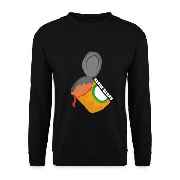 Deftiger Dosenbohnen Ofeneintopf - Unisex Pullover - Schwarz - Vorne - Alina (178cm) & Michal (187cm)