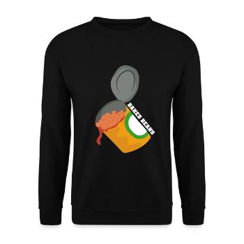 Deftiger Dosenbohnen Ofeneintopf - Unisex Pullover - Schwarz - Vorne - Alina (178cm) & Michal (187cm)