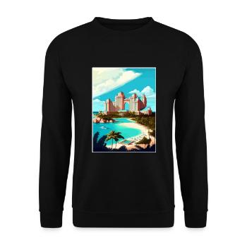 Atlantis Paradies Karibik Vintage Reise Poster - Unisex Pullover - Schwarz - Vorne - Alina (178cm) & Michal (187cm)