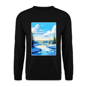 Rovaniemi Finlande Affiche de voyage vintage souvenir - Sweat-shirt Unisexe - noir - Devant - Alina (178cm) & Michal (187cm)