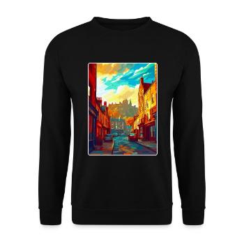 Edinburgh Schottland UK Vintage Reiseplakat WPA - Unisex Pullover - Schwarz - Vorne - Alina (178cm) & Michal (187cm)