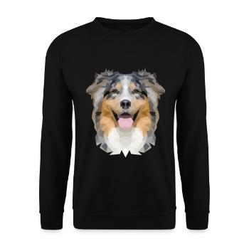 Flinker Australian Shepherd Hütehund - Unisex Pullover - Schwarz - Vorne - Alina (178cm) & Michal (187cm)