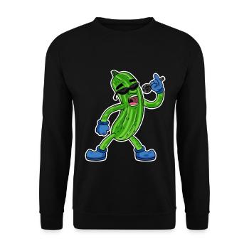 Gurke singt lustige Illustration Gemüse Geschenk - Unisex Pullover - Schwarz - Vorne - Alina (178cm) & Michal (187cm)