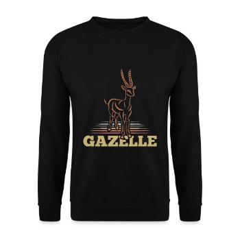 Zierliche Gazelle Afrikasafari - Unisex Pullover - Schwarz - Vorne - Alina (178cm) & Michal (187cm)