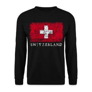 Schweiz Schweizer Flagge Schweizerflagge - Unisex Pullover - Schwarz - Vorne - Alina (178cm) & Michal (187cm)