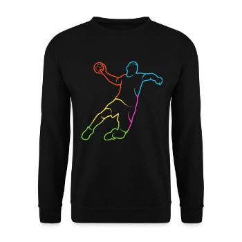 Handball bunt Handballspieler Jungen Handballer - Unisex Pullover - Schwarz - Vorne - Alina (178cm) & Michal (187cm)