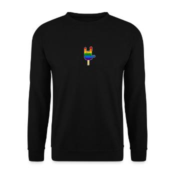 Rock ´n Roll - I Love You, Eis am Stiel Regenbogen - Unisex Pullover - Schwarz - Vorne - Alina (178cm) & Michal (187cm)