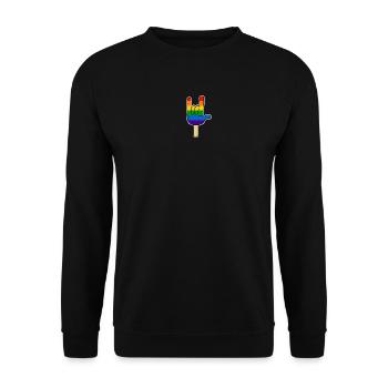 Rock ´n Roll - I Love You, Eis am Stiel Regenbogen - Unisex Pullover - Schwarz - Vorne - Alina (178cm) & Michal (187cm)