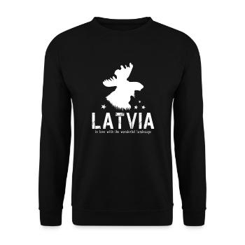 Latvia Lettland lettisch Riga - Unisex Pullover - Schwarz - Vorne - Alina (178cm) & Michal (187cm)
