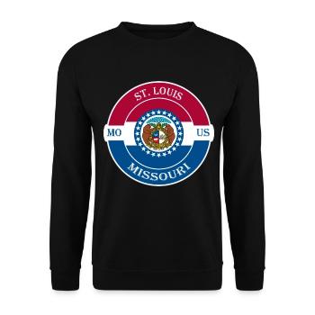 St. Louis Missouri Flagge USA Reise Souvenir Abzeichen - Unisex Pullover - Schwarz - Vorne - Alina (178cm) & Michal (187cm)