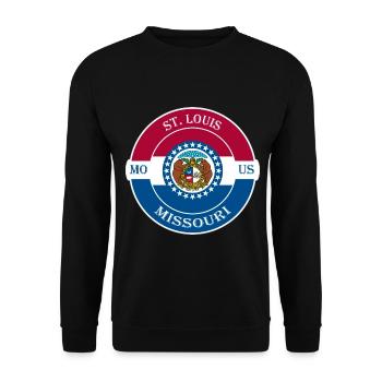 St. Louis Missouri Flagge USA Reise Souvenir Abzeichen - Unisex Pullover - Schwarz - Vorne - Alina (178cm) & Michal (187cm)