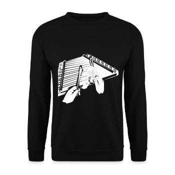Perlendes Hackbrett Saitenklang - Unisex Pullover - Schwarz - Vorne - Alina (178cm) & Michal (187cm)