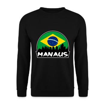 Manaus Brasilien Flagge Skyline Silhouette Reisen - Unisex Pullover - Schwarz - Vorne - Alina (178cm) & Michal (187cm)