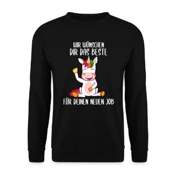 Abschied Jobwechsel Neuer Job Arbeitskollegen - Unisex Pullover - Schwarz - Vorne - Alina (178cm) & Michal (187cm)