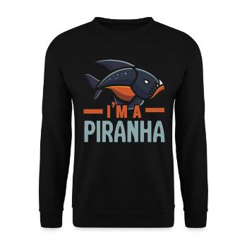 Ich bin ein Piranha-Sammler Aquarianer Aquaristik - Unisex Pullover - Schwarz - Vorne - Alina (178cm) & Michal (187cm)