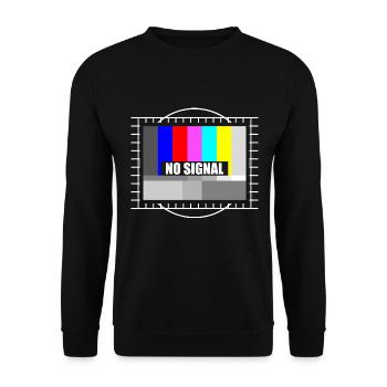 Kein Signal Oldschool Fernseher TV - Unisex Pullover - Schwarz - Vorne - Alina (178cm) & Michal (187cm)