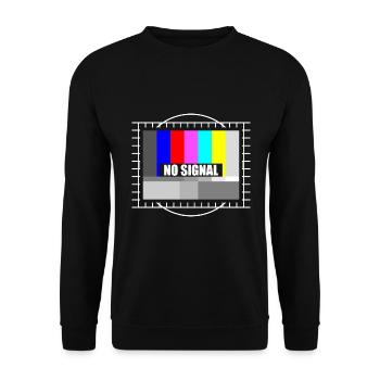 Kein Signal Oldschool Fernseher TV - Unisex Pullover - Schwarz - Vorne - Alina (178cm) & Michal (187cm)