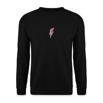 Blitz Leoparden Muster Pastellfarben mit Neon-Pink - Unisex Pullover - Schwarz - Vorne - Alina (178cm) & Michal (187cm)