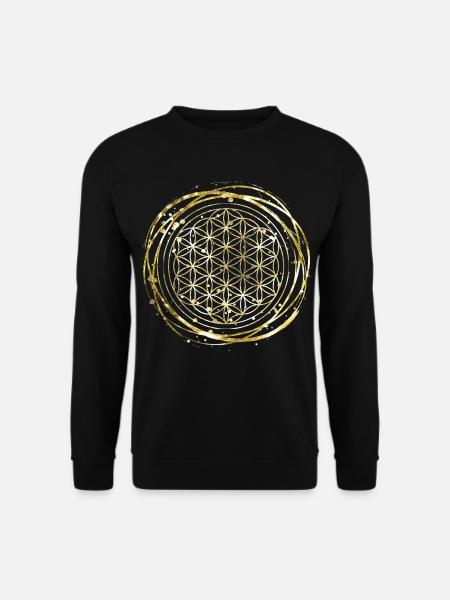 Blume des Lebens gold - Unisex Pullover - Schwarz