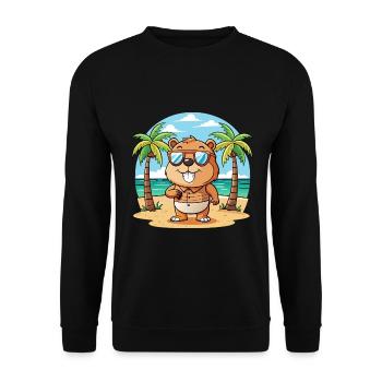 Biber Lustige Cartoon Sommer Strand Sonnenbrille - Unisex Pullover - Schwarz - Vorne - Alina (178cm) & Michal (187cm)