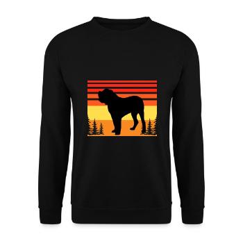 Alano Espanol Hundeliebhaber Silhouette Vintage Sonnenuntergang - Unisex Pullover - Schwarz - Vorne - Alina (178cm) & Michal (187cm)