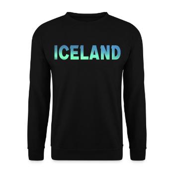 Island Iceland Polarlicht Aurora Borealis - Unisex Pullover - Schwarz - Vorne - Alina (178cm) & Michal (187cm)