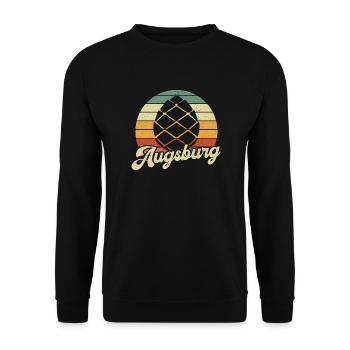 Augsburg Zirbelnuss Retro Fuggerstadt - Unisex Pullover - Schwarz - Vorne - Alina (178cm) & Michal (187cm)