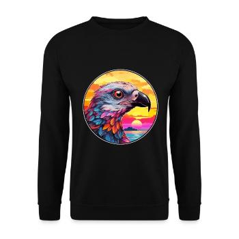 Kuckuck buntes Aquarell Cartoon Kawaii Tier - Unisex Pullover - Schwarz - Vorne - Alina (178cm) & Michal (187cm)