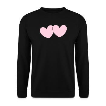 rosarotes Herz Herz rosa rot Herz pink Herzmuster - Unisex Pullover - Schwarz - Vorne - Alina (178cm) & Michal (187cm)