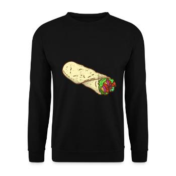Saftiger Döner Lammfleisch Imbiss - Unisex Pullover - Schwarz - Vorne - Alina (178cm) & Michal (187cm)