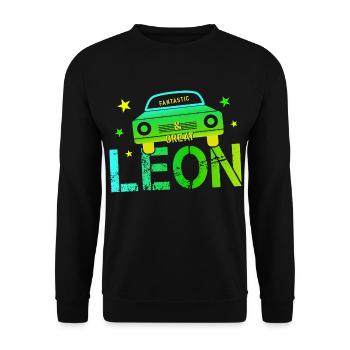 Leon Geburtstag Leon - Unisex Pullover - Schwarz - Vorne - Alina (178cm) & Michal (187cm)