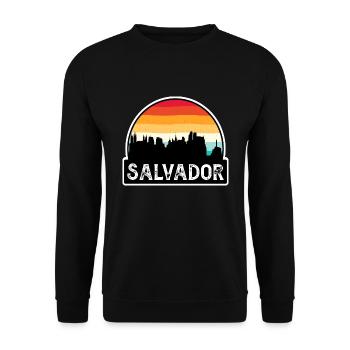 Salvador Brasilien Flagge Skyline Reisesouvenir - Unisex Pullover - Schwarz - Vorne - Alina (178cm) & Michal (187cm)