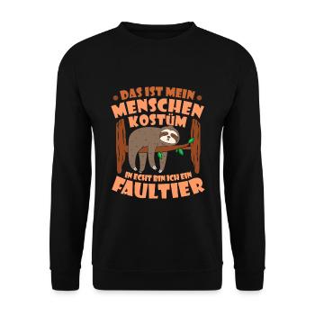 Menschen Kostüm Faultier Spruch Fasching Karneval - Unisex Pullover - Schwarz - Vorne - Alina (178cm) & Michal (187cm)