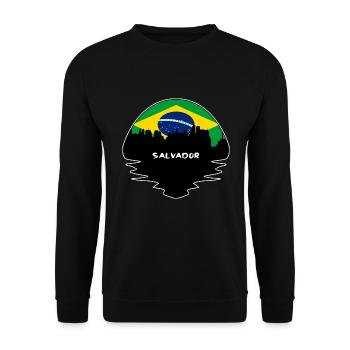 Salvador Brasilien Flagge Skyline Silhouette Reisen - Unisex Pullover - Schwarz - Vorne - Alina (178cm) & Michal (187cm)