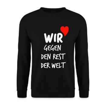 Wir gegen den Rest der Welt - Unisex Pullover - Schwarz - Vorne - Alina (178cm) & Michal (187cm)
