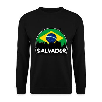Salvador Brasilien Flagge Skyline Silhouette Reisen - Unisex Pullover - Schwarz - Vorne - Alina (178cm) & Michal (187cm)