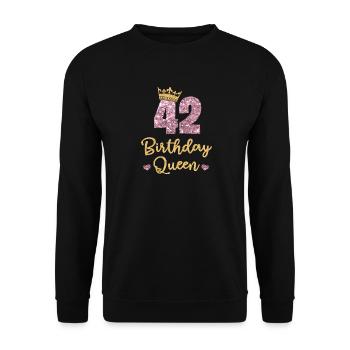 42.Geburtstag Königin 42 Jahre Alt Zweiundvierzig - Unisex Pullover - Schwarz - Vorne - Alina (178cm) & Michal (187cm)