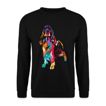 Wachsamer Springer Spaniel Stöberjagd - Unisex Pullover - Schwarz - Vorne - Alina (178cm) & Michal (187cm)