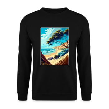Carpinteria Bluffs Kalifornien Reiseposter - Unisex Pullover - Schwarz - Vorne - Alina (178cm) & Michal (187cm)
