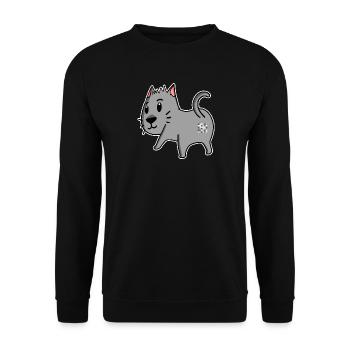 Katze Arsch - Katze Hintern - Unisex Pullover - Schwarz - Vorne - Alina (178cm) & Michal (187cm)