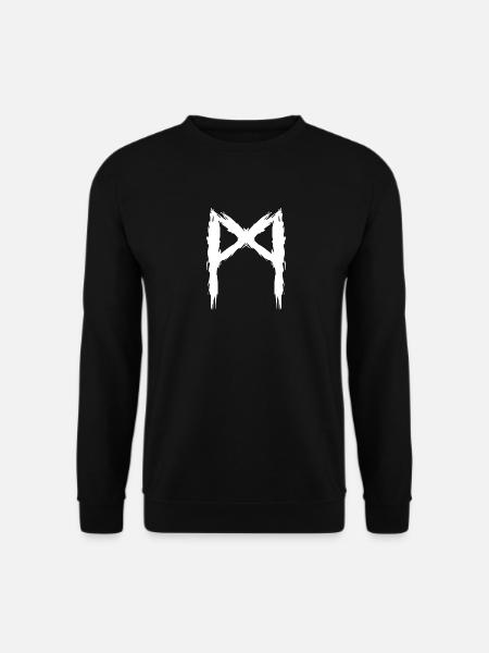Mannaz Rune weiß - Unisex Pullover - Schwarz