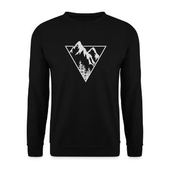 Dreieck, Berge, Wald - Unisex Pullover - Schwarz - Vorne - Alina (178cm) & Michal (187cm)