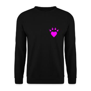 Katzenpfote Herz Pfote - Unisex Pullover - Schwarz - Vorne - Alina (178cm) & Michal (187cm)