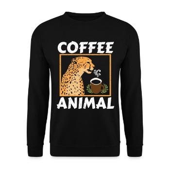 Kaffee Tier Gepard Wildtier Tier Koffein - Unisex Pullover - Schwarz - Vorne - Alina (178cm) & Michal (187cm)