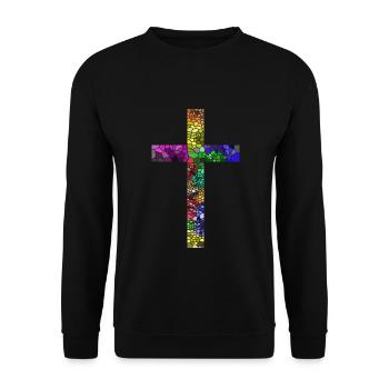 Kreuz Jesus Gott Religion Kirche Papst Vatikan - Unisex Pullover - Schwarz - Vorne - Alina (178cm) & Michal (187cm)