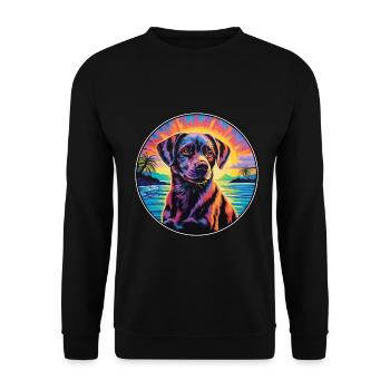 Berger de Beauce Hunderasse bunte Karikatur Wasserc - Unisex Pullover - Schwarz - Vorne - Alina (178cm) & Michal (187cm)